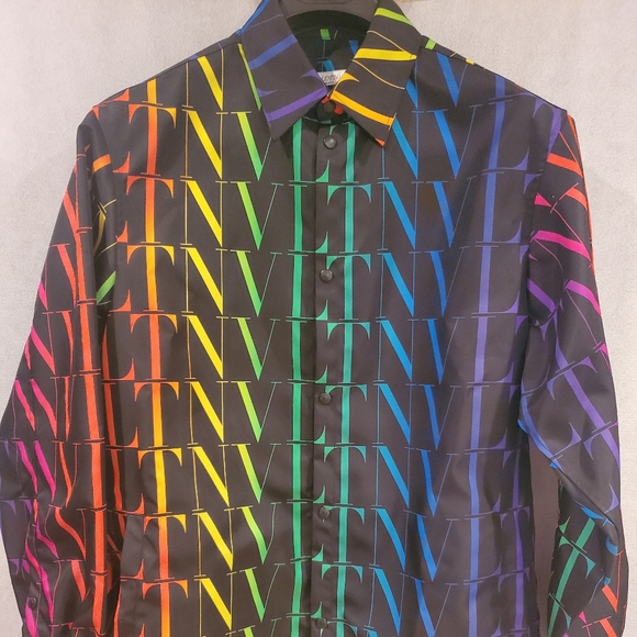 VLTN Oversized Multi Logo Print Shirt Jacket - Picture 3 of 8